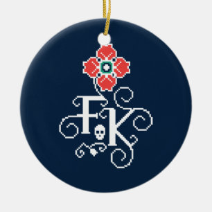 Ornamento De Cerâmica Tributo floral de Frida Kahlo  