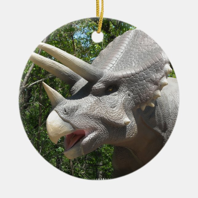 Ornamento De Cerâmica Triceratops dinossauro (Frente)