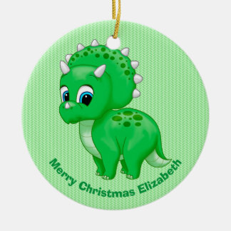 Ornamento De Cerâmica Tricerátops Verdes E Bonitos Dinossauro