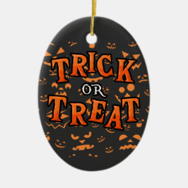 Ornamento De Cerâmica Trick ou Tratar Ornaments Halloween Cerâmica Oval