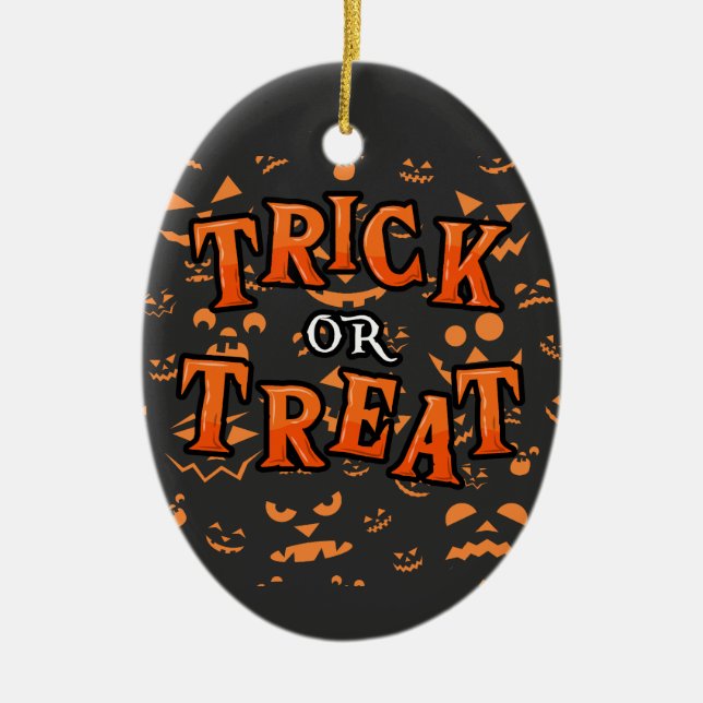 Ornamento De Cerâmica Trick ou Tratar Ornaments Halloween Cerâmica Oval (Frente)