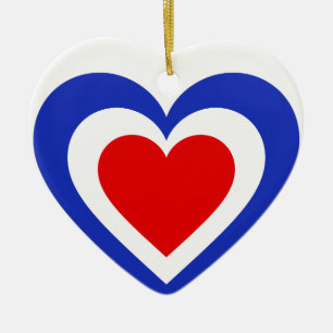 Ornamento De Cerâmica Tricolore France Flag Heart