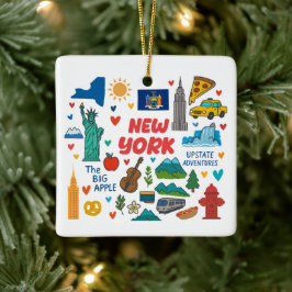 Ornamento De Cerâmica Trilha da Família Personalizada de Nova Iorque no
