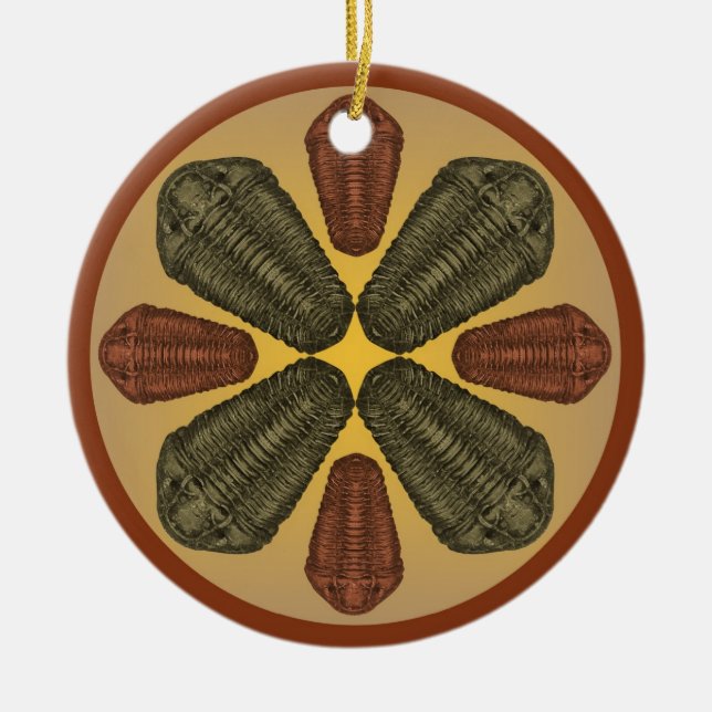 Ornamento De Cerâmica Trilobitas de bronze e cobre Calymene Niagarensis (Frente)