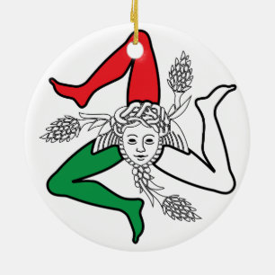 Ornamento De Cerâmica Trinacria Siciliana Emblema da Medusa Tema Italian