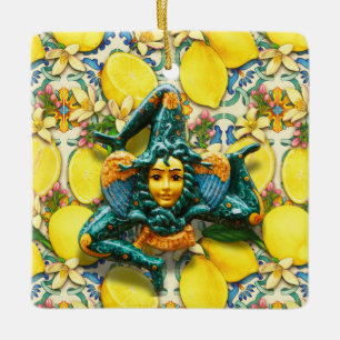 Ornamento De Cerâmica Trinacria Sicily Medusa Itália Orgulho Azulejo Lem