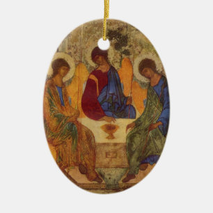 Ornamento De Cerâmica Trindade de Rublev na mesa