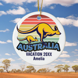 Ornamento De Cerâmica Trip Kangaroo Sunset Souvenir, na Austrália, Natal