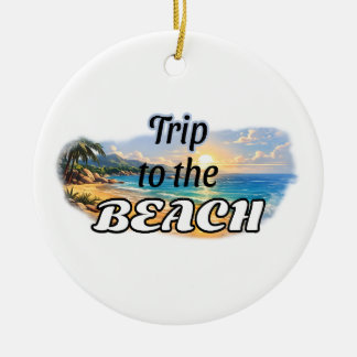 Ornamento De Cerâmica Trip to the Beach Tropical Sunset Escape Design
