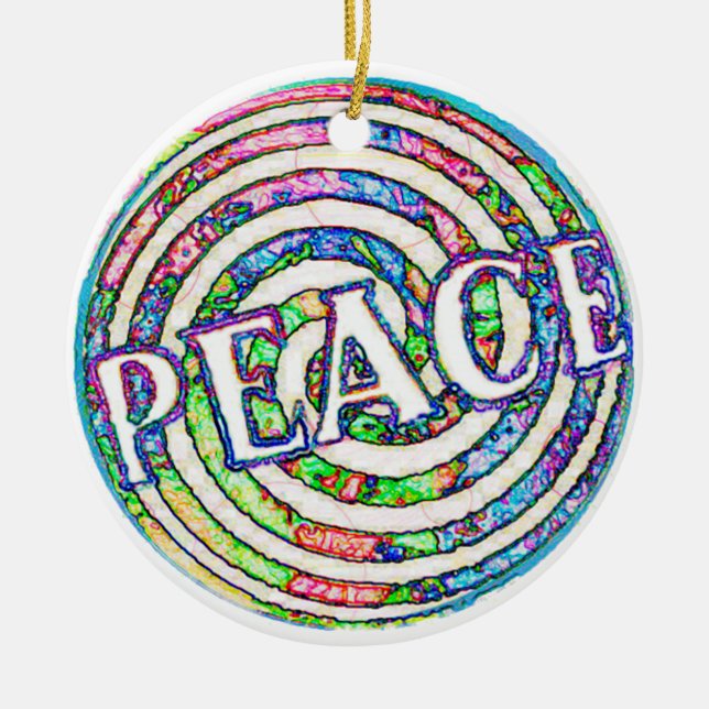 Ornamento De Cerâmica Trippy Peace Christmas (Frente)