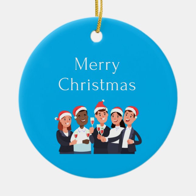Ornamento De Cerâmica Tripulação de natal Feliz 2022 (Frente)