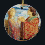 Ornamento De Cerâmica Tristan e Isolde, c. 1912 por John Duncan<br><div class="desc">Tristan e Isolde,  c. 1912 por John Duncan (1866-1945). Duncan era um pintor escocês que focava no folclore e lendas celtas. Pinturas,  gravuras e artes pré-raphaelitas do século 19 e início do 20,  muitas vezes tinham um tema medieval,  com foco em temas de cavalariça e romantismo.</div>