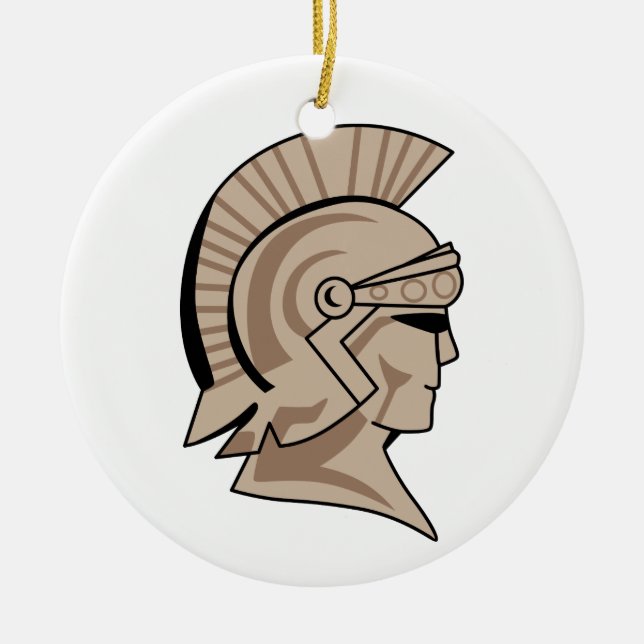 Ornamento De Cerâmica Trojan ou Spartan Mascot (Frente)