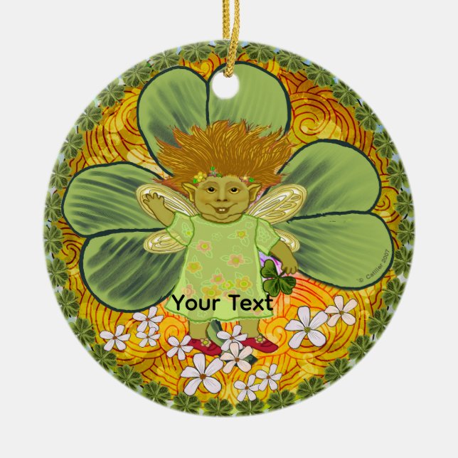 Ornamento De Cerâmica Troll Irlandês (Frente)