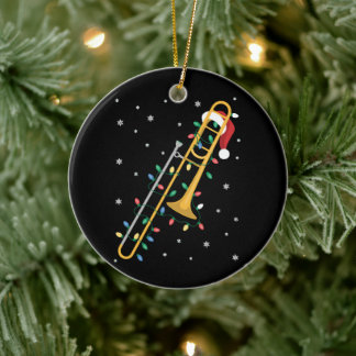 Ornamento De Cerâmica Trombone de Natal Chapéu do Papai Noel Luzes Floco