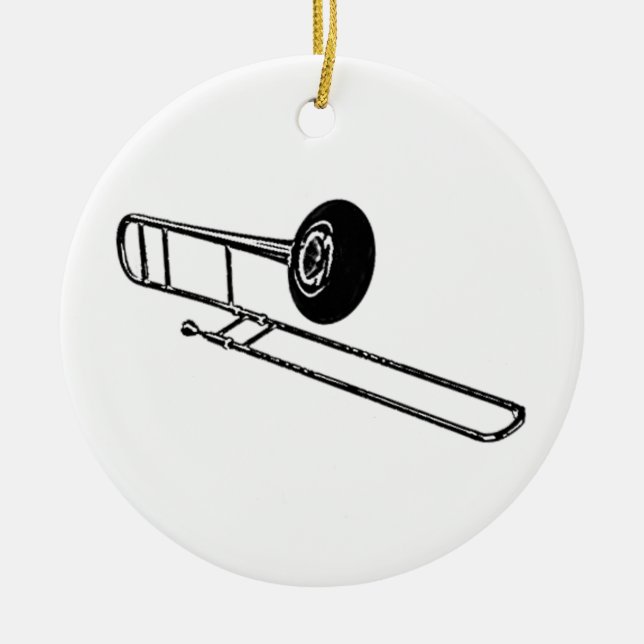 Ornamento De Cerâmica Trombone "desenho " (Frente)