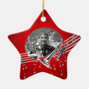 Ornamento De Cerâmica Trompet Music Red