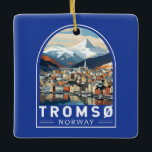 Ornamento De Cerâmica Tromso Norway Viagem Art Vintage<br><div class="desc">Tromso retro vetor viagem design. Tromsø é uma cidade do município de Tromsø no condado de Troms,  Noruega.</div>