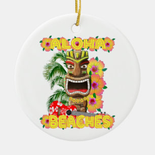 Ornamento De Cerâmica Tropical Funny Aloha Beaches Hawaiian Tiki