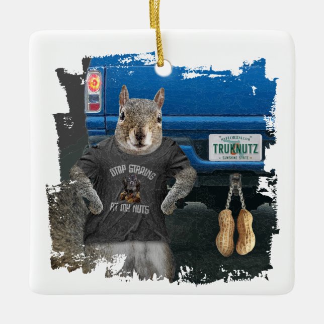 Ornamento De Cerâmica Truk Nutz - loucos engraçados de caminhão de esqui (Frente)