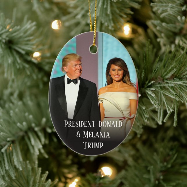 Ornamento De Cerâmica Trump 2020 Natal Elegante Donald e Melania (Árvore)