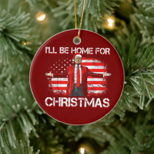 Ornamento De Cerâmica Trump 2024 Estarei Em Casa No Natal