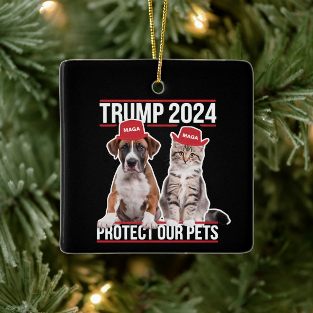 Ornamento De Cerâmica Trump 2024 Proteja Nossos Cães de Gato Pets MAGA (Árvore)