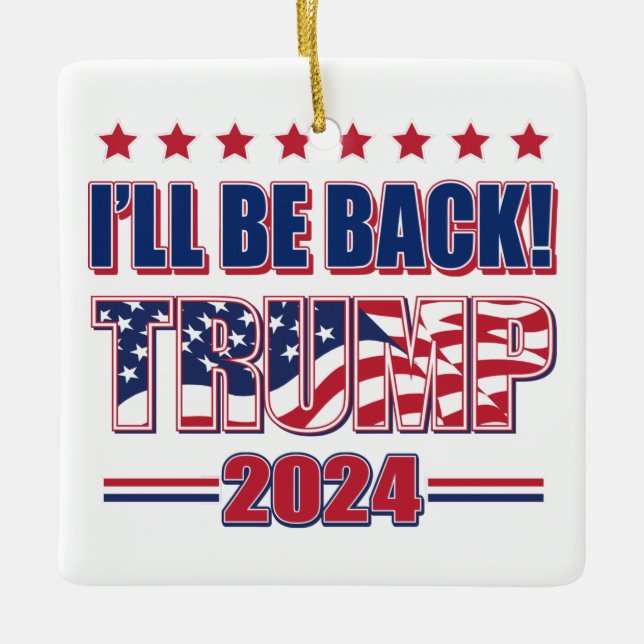 Ornamento De Cerâmica Trump 2024 Voltará (Frente)
