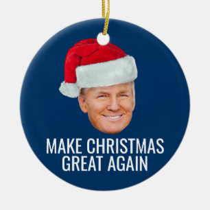 Ornamento De Cerâmica Trump com Santa Hat - Faça Excelente de Natal nov