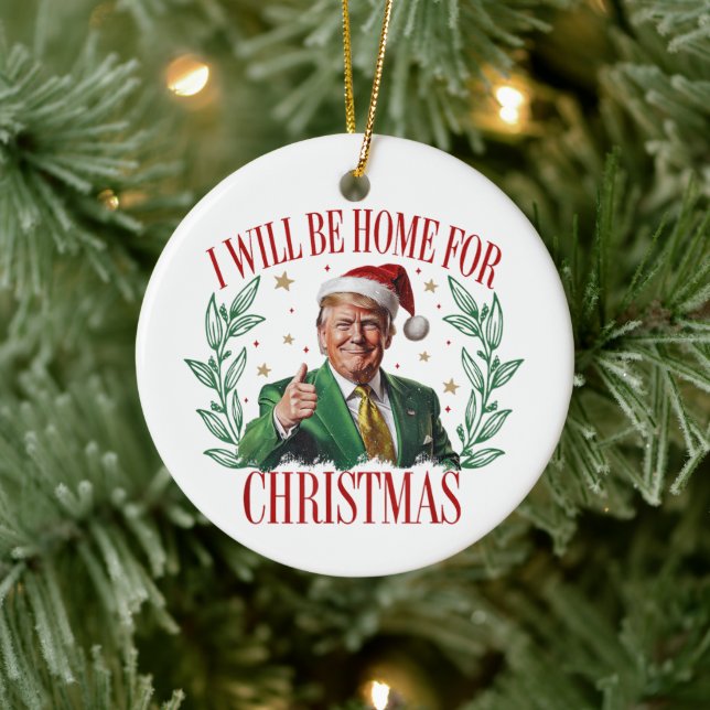 Ornamento De Cerâmica Trump Eu Estarei Em Casa No Natal De 2024 (Árvore)
