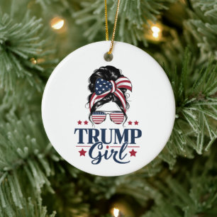 Ornamento De Cerâmica Trump Girl Messy Bun Trump 2024 Eleição Americana