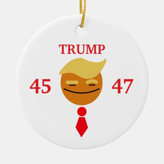 Ornamento De Cerâmica Trump Happy Face com empate - 45/47 (Frente)