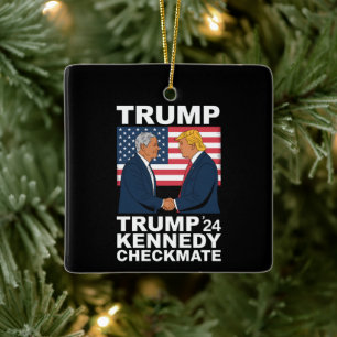 Ornamento De Cerâmica Trump Kennedy Checkmate 2024 Vote Trump Kennedy