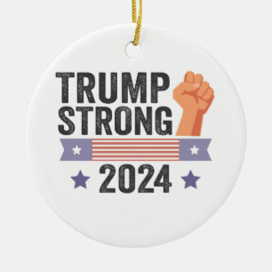Ornamento De Cerâmica Trump Strong 2024 Eleição Patriótica de Bandeira A