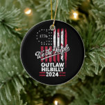 Ornamento De Cerâmica Trump Vance 2024 Donald Trump Outlaw Hillbilly<br><div class="desc">Trump Vance 2024 Donald Trump Outlaw Hillbilly</div>