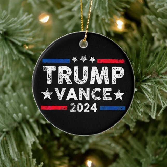 Ornamento De Cerâmica Trump Vance 2024 Presidente da Eleição do Bandeira (Árvore)