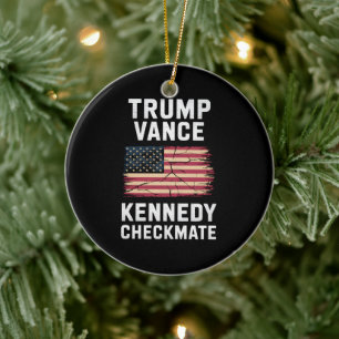 Ornamento De Cerâmica Trump Vance 2024 Trump Vance Kennedy Xeque-Mate