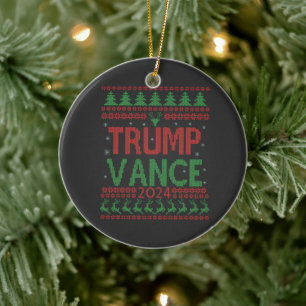 Ornamento De Cerâmica Trump Vance Election Feia Christmas Sweater