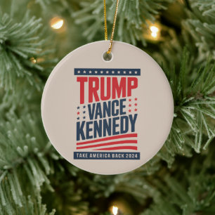 Ornamento De Cerâmica Trump Vance Kennedy Devolva a América 2024