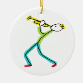 Ornamento De Cerâmica Trumpet Playing Stickman