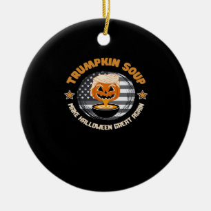 Ornamento De Cerâmica Trumpkin Faz Excelente De Halloween Novamente Sopa