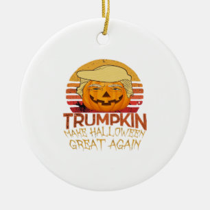 Ornamento De Cerâmica Trumpkin Halloween Engraçado Clássico