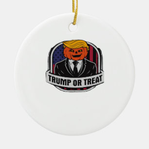 Ornamento De Cerâmica Trumpkin Ou Tratar Halloween - Figurino Político C