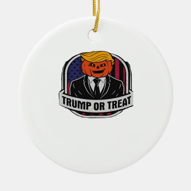 Ornamento De Cerâmica Trumpkin Ou Tratar Halloween - Figurino Político C (Frente)