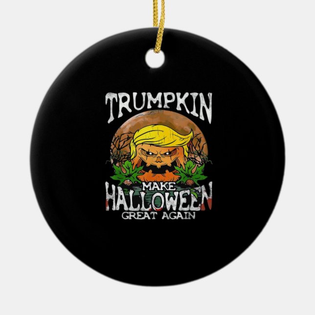 Ornamento De Cerâmica Trumpkin Torna O Excelente De Halloween Clássico N (Frente)