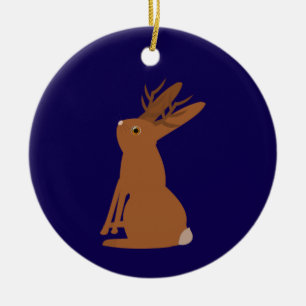 Ornamento De Cerâmica Truque de Jackalope do Halloween ou Nome Personali