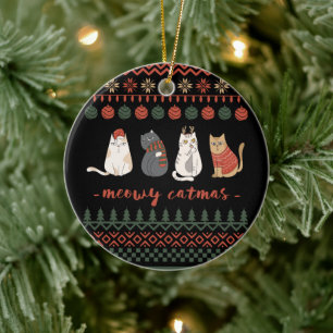 Ornamento De Cerâmica Truque de Natal de Gato Engraçado - Natal de Gato