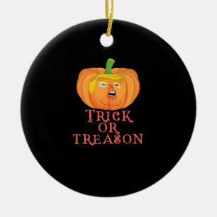 Ornamento De Cerâmica Truque Ou Traição Halloween Impeach Trumpkin Desig