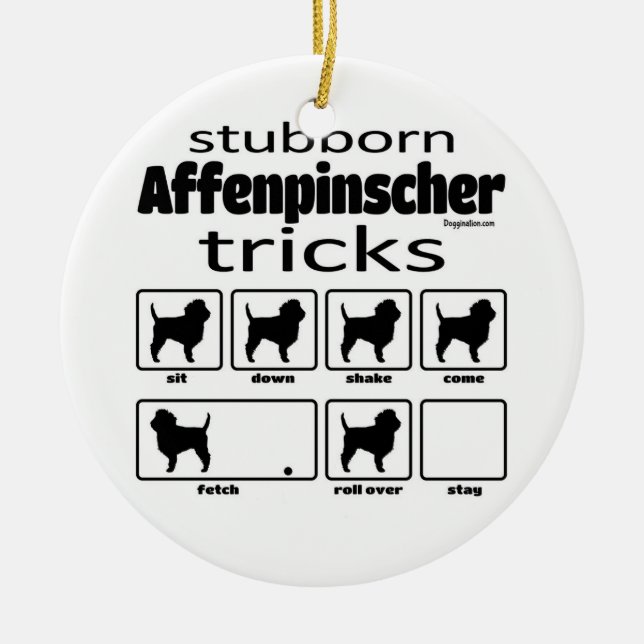 Ornamento De Cerâmica Truques Affenpinscher Stubborn (Frente)