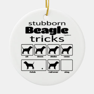 Ornamento De Cerâmica Truques de Beagle Stubborn